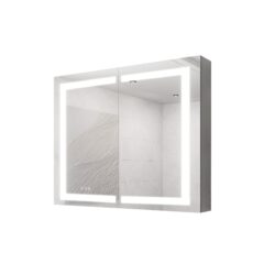 36" X 30" Medicine Cabinet With LED Vanity Mirror, Anti-Fog, Recessed Or Surface Mount, Waterproof, Dimmable, Aluminum 3000K~6000K Lighted Double Door Bathroom Cabinet With Touch Switch - Silver