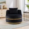360 Degree Swivel Accent Chair With Soft Cushion For Living Room, Bedroom, Office - Black - Image 5