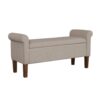 Upholstered Storage Bench With Rolled Armrests - Beige - Image 4
