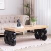 Scroll Base Coffee Table, Rectangular Living Room Table, Accent Table, Centerpiece With Ornate Carved Design - Natural - Image 2