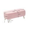 Storage Ottoman Bench For End Of Bed Gold Legs, Modern Gray Faux Fur Entryway Bench Upholstered Padded With Storage For Living Room Bedroom - Pink - Image 16