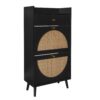 Allen - Rattan 2 Door 1 Drawer Cabinet Shoe Rack For Entrance, Double Layer - Black - Image 7