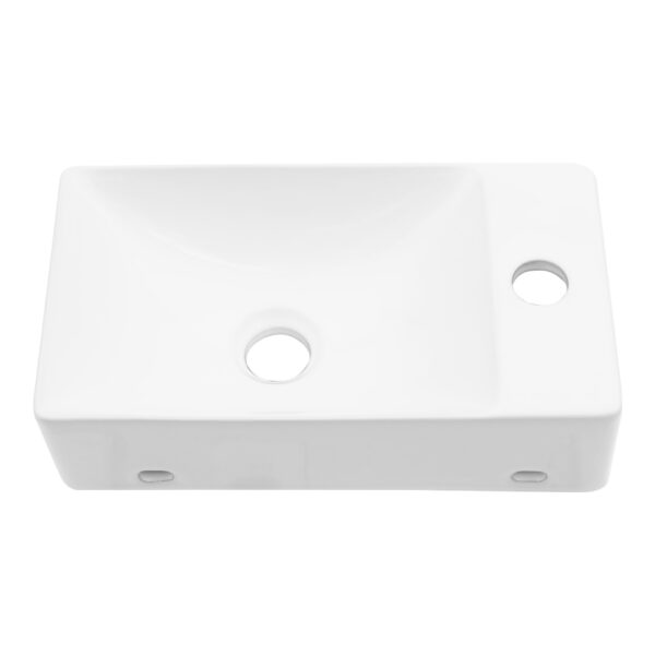 Rectangle Wall Mount Bathroom Sink, Single Faucet Hole - White