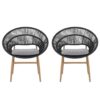 Cyril - Outdoor Wicker Papasan Style Dining Chair (Set of 2) - Dark Gray / Teak - Image 3
