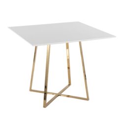 Cosmo - Contemporary Glam Square Dining Table - White / Gold