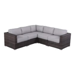 Wicker 4 Person Outdoor Seating Group With Cushions - Brown