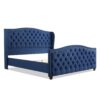 Marcella - King Upholstered Shelter Headboard Bed Set - Dark Sapphire Blue - Image 13