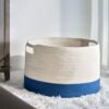 Gregory - Cotton Round Laundry And Storage Basket Medium - White / Blue - Image 2