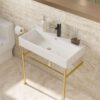 Ceramic Console Sink Basin With Legs 30" Bathroom Console Sink With Overflow - White - Image 2