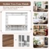 Wall Unit Entertainment Center With Bookshelves For TVs Up To 80", Modern TV Stand Media Console With Cabinets, Tempered Glass Doors And Adjustable Shelves For Living Room - White - Image 8