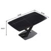 63" Artificial Stone Black Curved Black Metal Leg Dining Table - Black - Image 3