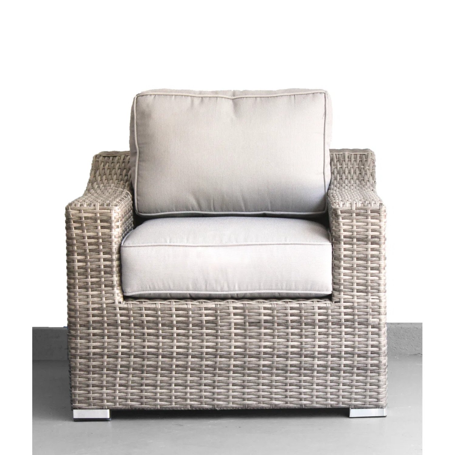 4 Seater Wicker Conversation Set With Cushions, All Weather - Gray Mix - Image 5