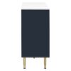 Modern Sideboard Buffet Cabinet Marble Sticker Tabletop And Amber-Yellow Tempered Glass Doors With Gold Metal Legs & Handles - Navy Blue - Image 12