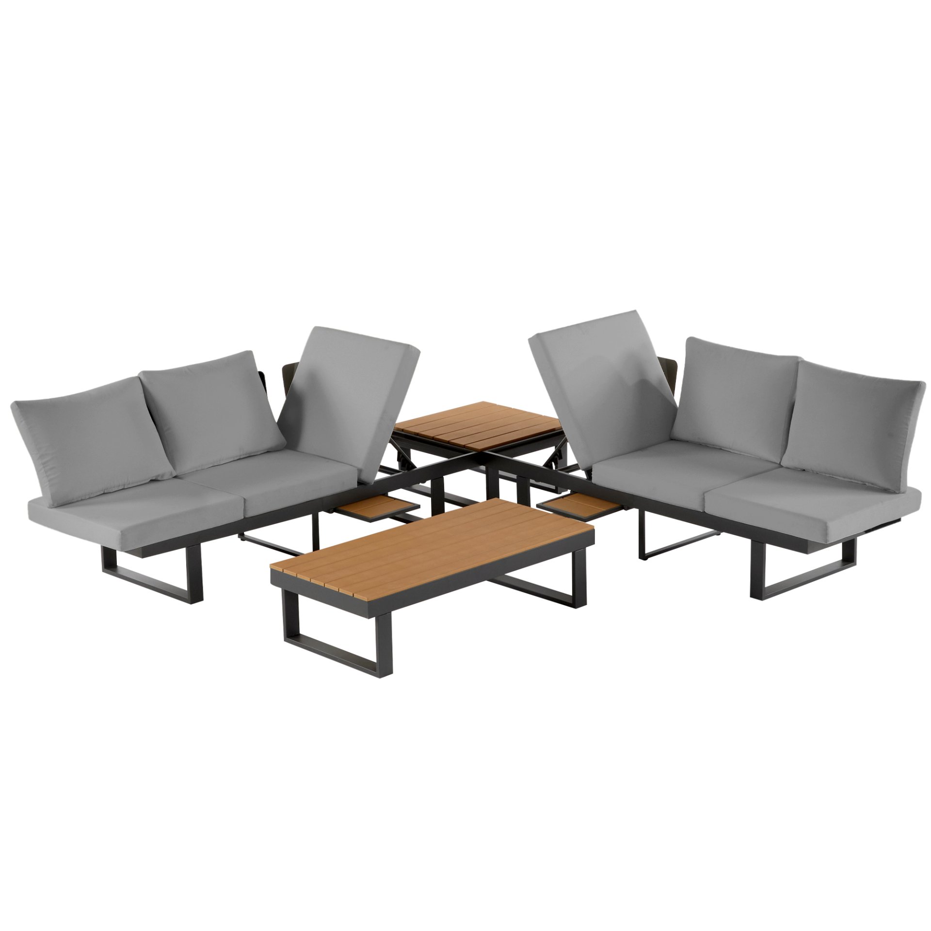 Outdoor Sectional Sofa Set With Adjustable Reclining Seats - Gray - Image 23