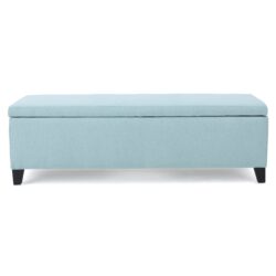 Contemporary Storage Ottoman With Extra Seating Functionality - Light Blue