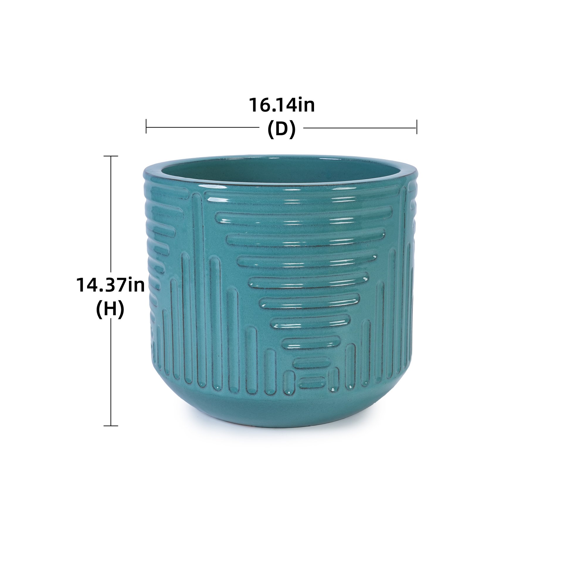 Ceramic Flowerpot, Planter For Patio, Garden, Windowsill - Cyan - Image 3
