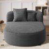 Chaise Lounge Sofa Boneless Couch With Pillows, Sofa Bed - Gray - Image 6