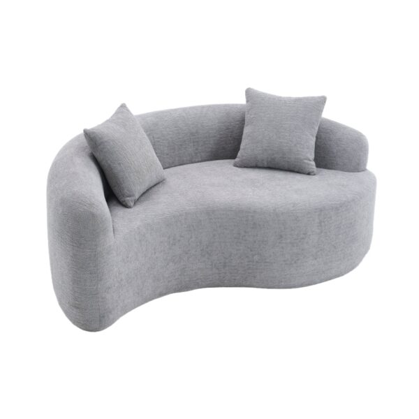 Tai Chi - Curved Dual Depth Loveseat, Full Compression Sponge Sofa - Light Gray