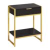 Accent Side Table, Storage Drawer, Contemporary & Modern - Brown / Gold - Image 8