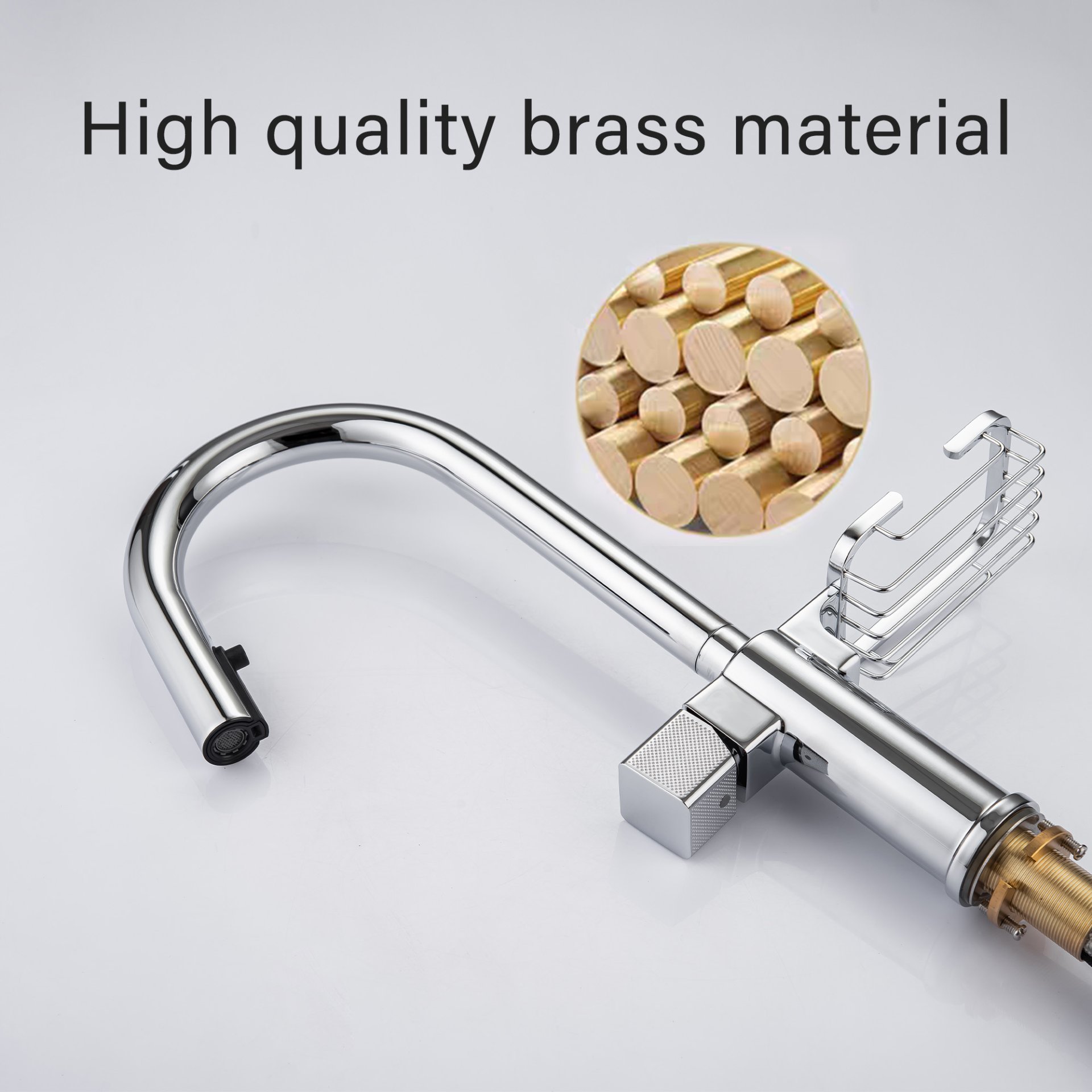 Cincosky - High Arc Pull Down Kitchen Faucet With Dual Function Sprayer, Chrome Stainless Steel, Single Hole - Chrome - Image 7