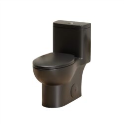 1 Piece Toilet With Tornado Flush, Soft Closing Seat, 12" Siphonic S Trap - Matte Black
