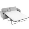Corduroy Sleeper Sofa Loveseat Sofa With Full Size Mattress, 2 USB Ports, 2 Cup Holders, 2 Side Pockets And A Phone Holder For Living Room - Gray - Image 14