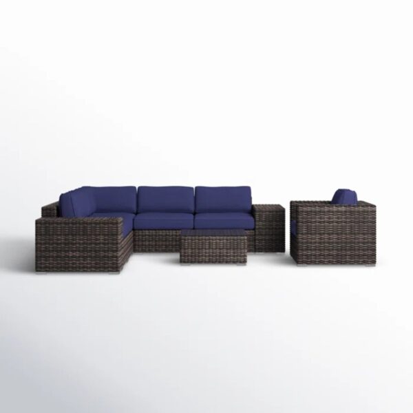5 Person Outdoor Sectional Sofa Set With Frame And Glass Table - Espresso