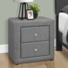 Nightstand, Storage Drawer, Upholstered, Elegant Design, Transitional - Gray - Image 12