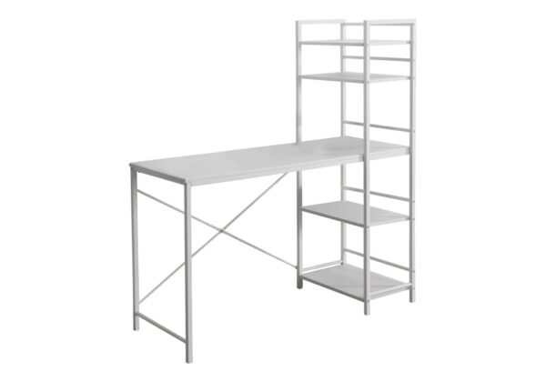 Computer Desk For Home Office, Laptop, Storage Shelves, Contemporary And Convenient Design - White