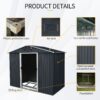 8Ft X 4Ft Outdoor Metal Storage Shed With Sliding Door And Foundation For Backyard, Patio, Lawn - Black / White - Image 5