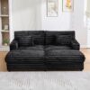 Oversized Double Chaise Lounge Sofa Bed With USB Ports And Cup Holders - Black - Image 9