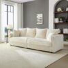 Plush Corduroy 4 Seat Sofa, Modern Comfy Upholstered Sofa Cloud Couch, Deep Seat Couches With Soft Pillows, Convertible Deep Seat Sofa Lounge Chair For Living Room - Beige - Image 7