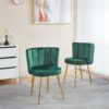 Modern Dining Chair (Set of 2) With Velvet Backrest And Golden Iron Tube Legs - Green - Image 3