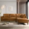 London - Leather Sectional Sofa Right Facing - Tan - Image 4