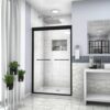 Modern Double Sliding Shower Enclosure, Tempered Glass - Matte Black - Image 2