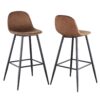 Bar Stools (Set of 2) Velvet Barstool Modern Counter Bar Height Chair With Back, Sturdy Metal Legs & Footrests, Island Stool For Kitchen Bar - Brown - Image 11