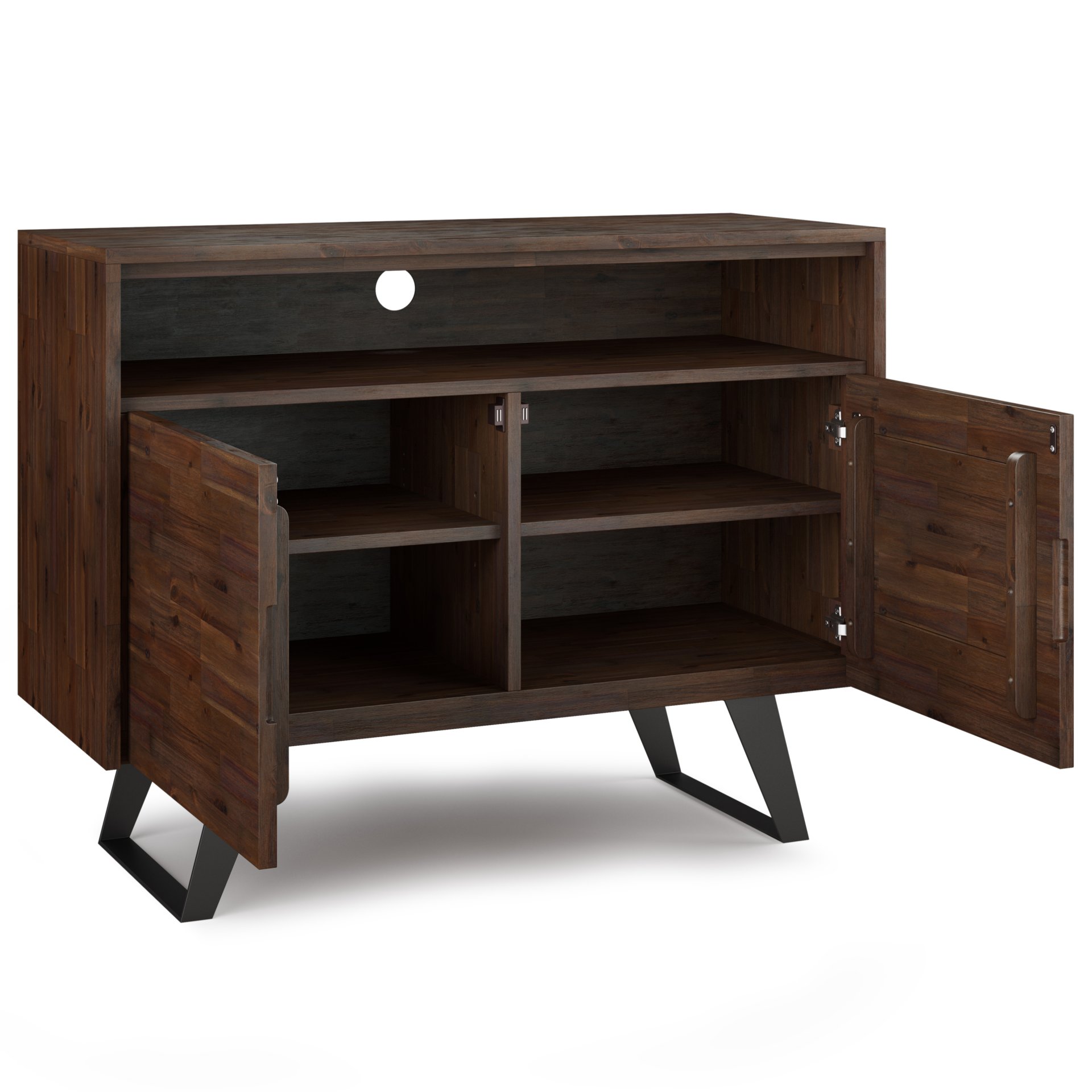 Lowry - Handcrafted TV Media Stand - Distressed Charcoal Brown - Image 9