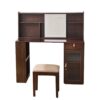 Modern Elegance Makeup Vanity Desk With Adjustable Lighted Mirror Storage Shelves Drawer And Cabinet - Walnut - Image 10