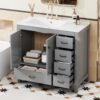 Bathroom Vanity With Sink Combo, Abundant Storage Cabinet With 2 Soft Close Doors And 5 Drawers - Gray - Image 7