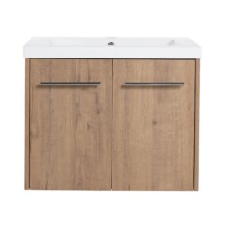 Modern Floating Bathroom Vanity With Resin Sink Soft Close Doors 24" Plywood Design - Imitative Oak
