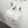 Modern Ceramic Rectangular Wall Mount Bathroom Sink With Single Faucet Hole - White - Image 2