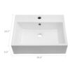 Rectangular Wall Mounted Bathroom Sink With Faucet Hole & Overflow - White - Image 3