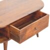 Oval Coffee Table With 1 Drawer - Chestnut - Image 4