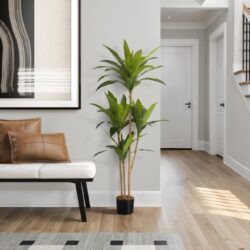 51" Tall, Artificial Plant, Dracaena Tree, Indoor, Faux, Fake, Floor, Greenery, Potted, Real Touch, Decorative - Green / Black