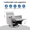 Modern Upholstered Rocker Nursery Chair Plush Seating Glider Swivel Recliner Chair - Gray - Image 6