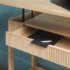 Transitional Reeded Lift Top Desk With Drawer - Oak - Image 9