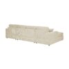 3 Piece Corduroy Double Chaise Sectional Sofa - Cream - Image 5