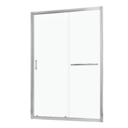 Single Sliding Bypass Shower Door, Tempered Glass Enclosure - Chrome