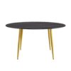 Modern Man-Made Stone Round Metal Dining Table, Position For 6 People - Gold / Black - Image 9