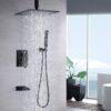 Wall Mount Shower System With High Pressure 10" Shower Head And Handheld, Stainless Steel - Matte Black - Image 6